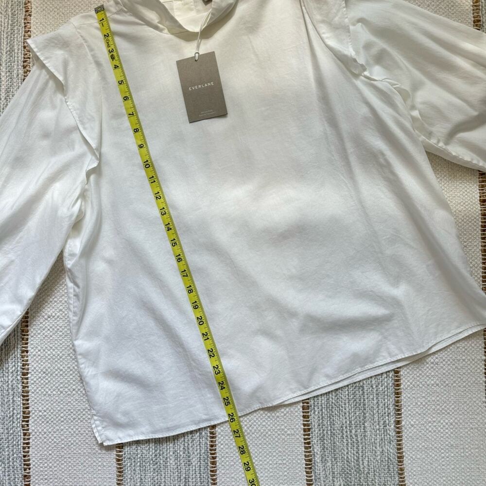Everlane The Wing-Shoulder White Mockneck Long Puff Sleeve Pullover Top Size 14 - Picture 8 of 14
